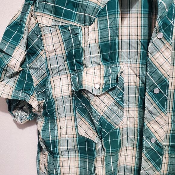 Preowned levis woven plaid button down Shirt size Xl color green/Beige - Picture 2 of 14